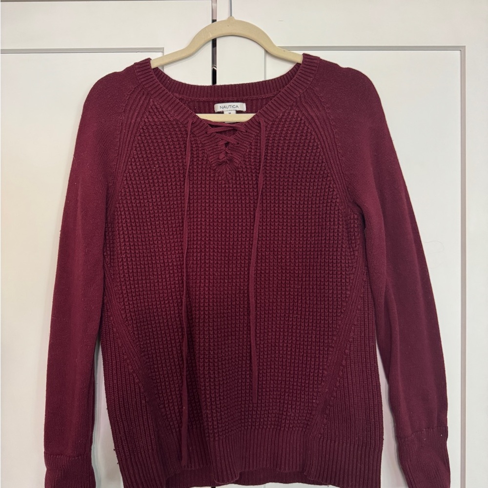 Nautica Women's Burgundy Crew Neck Sweater